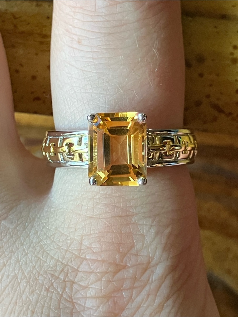 Brazilian Citrine Sterling Silver Ring Size 10